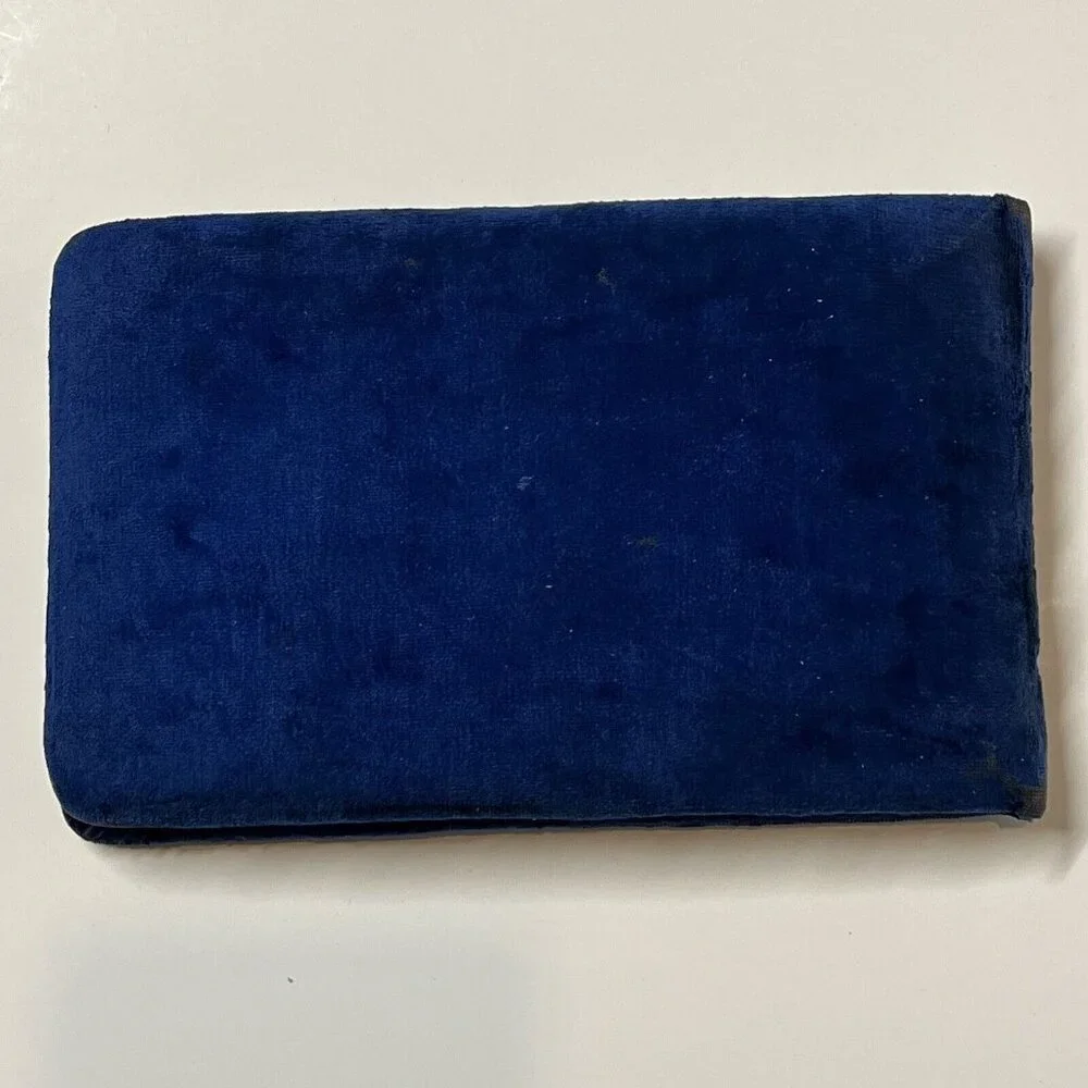 1880s Antique AUTOGRAPH ALBUM Blue Velvet Cover Anna J. Nelson Blooming Prairie